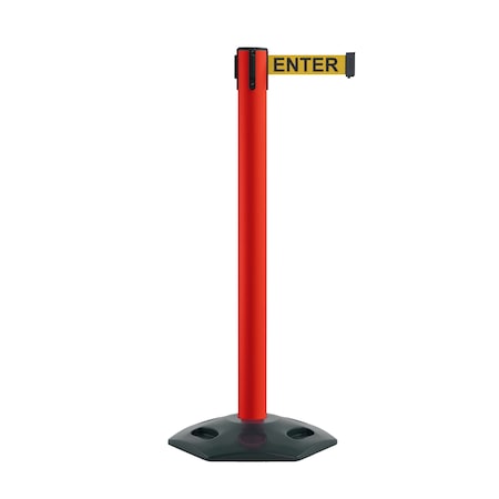 Montour Line Stanchion Belt Barrier Rubber Base Red Post 16ft.Caution Belt MSR650-RD-CAUYB-160